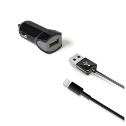 KIT USB CAR CH+LIGHTNING CABLE 12W