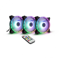 Inter-Tech Argus RS-07 Case per computer Ventilatore 12 cm Nero, Bianco (Argus RGB-FAN SET RS-07 - indsats med)